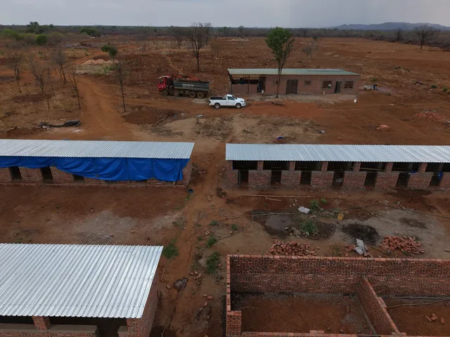 Aerial view of the growing Ecomatt farm compound