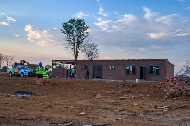 The completed shell of the new farm block