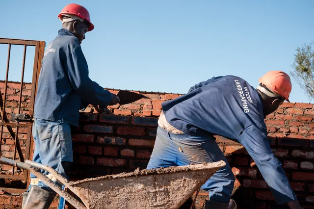 Mortar barrowed straight to the bricklayers